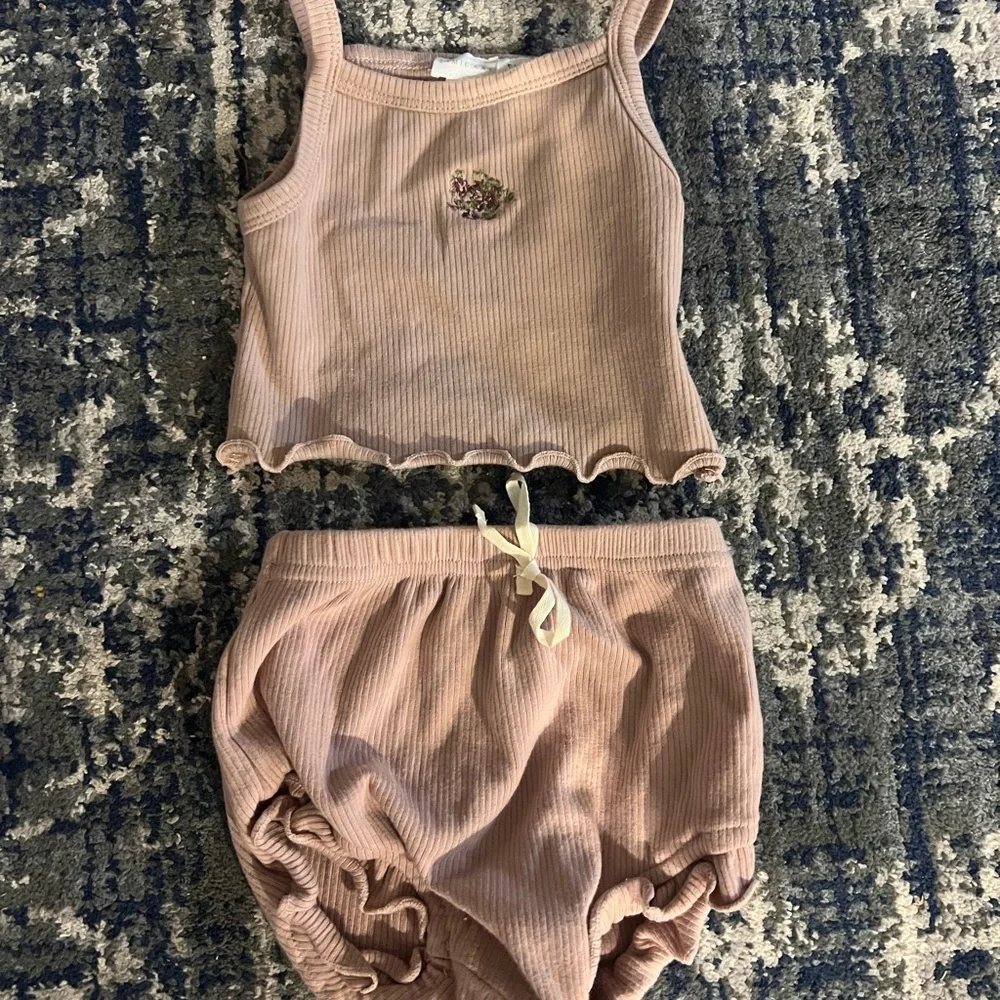 Kids Ribbed Tank and Bloomer Set - Pink